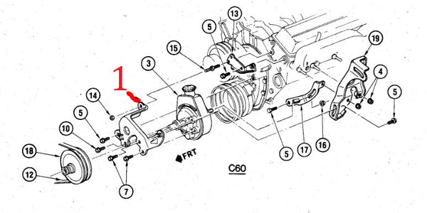 PS PUMP FRONT BRACKET, 305 350 CHEVY 78-88