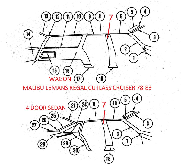 4DR CENTER PILLAR COVER ,LEFT UPPER USED 78-83 G-BODY