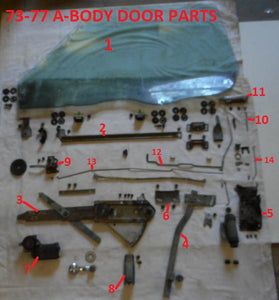 1973-77 A-BODY DOOR PARTS, DRAWING