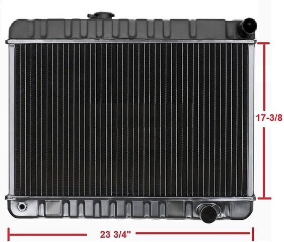 RADIATOR, 4 ROW, MANUAL,17-3/8" HT, NECK ON DRIVER SIDE, NEW, 64-65 GTO