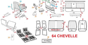 1964 CHEVELLE INTERIOR SEAT COVERS & DOOR PANELS  DRAWING