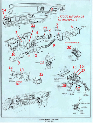 70-72 SKYLARK GS DASH AC & HEATER PARTS
