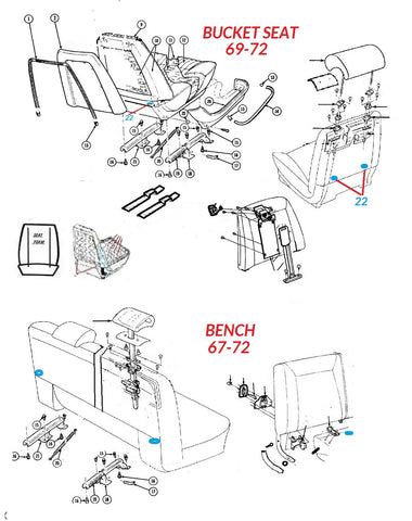 69-72 A-BODY FRONT SEAT PARTS