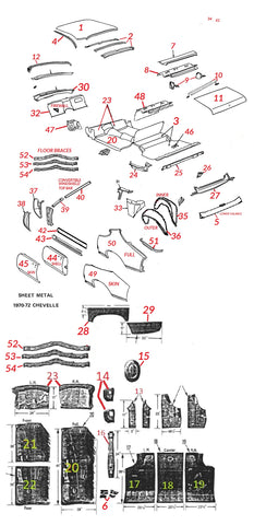 70 71 72 CHEVELLE BODY SHEET METAL