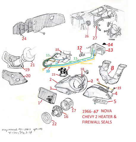 66 67 NOVA HEATER PARTS