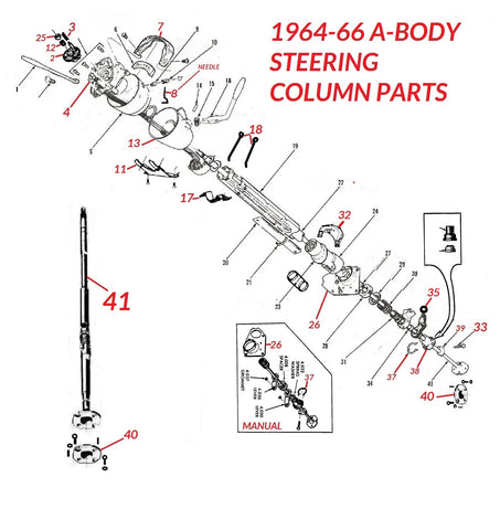 64-66 A-BODY STEERING COLUMN PARTS