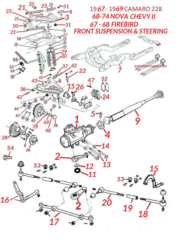 67-9 CAMARO 68-74 NOVA 67-8 FB FRONT SUSPENSION & STEERING
