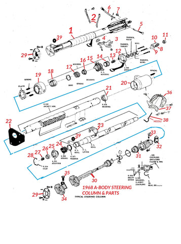 68 A-BODY STEERING COLUMN & PARTS