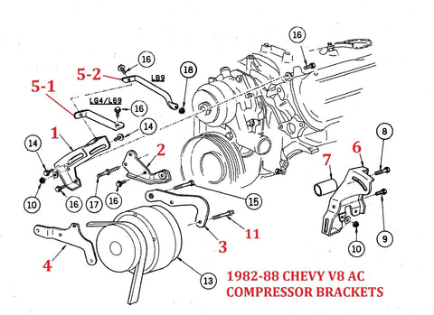 82-88 CHEVY V8 AC COMPRESSOR BRACKETS