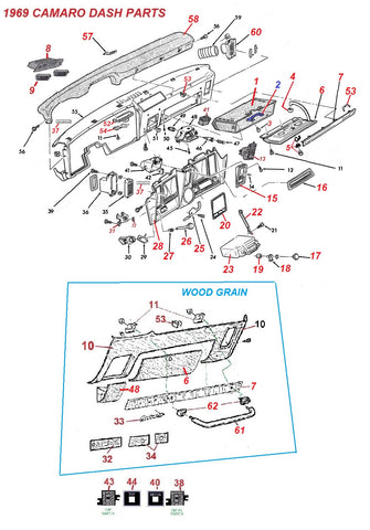 1969 CAMARO DASH PARTS
