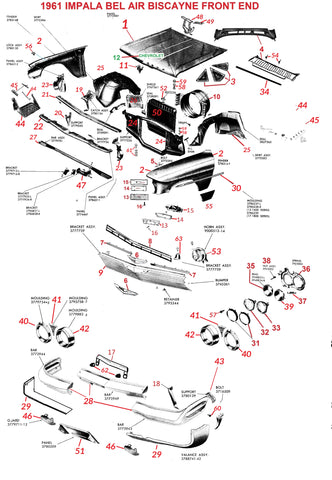 1961 IMPALA BEL AIR BISCAYNE FRONT END PARTS
