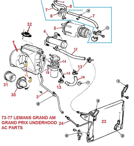 73-77 LEMANS GRAND PRIX UNDERHOOD AC PARTS
