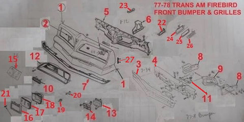 77-78 FIREBIRD FRONT BUMPER & GRILLES