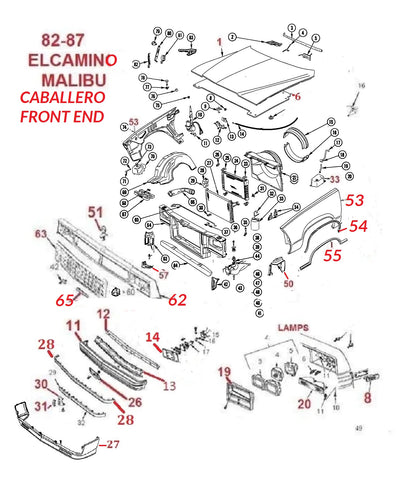 82-87 ELCAMINO MALIBU FRONT END PARTS