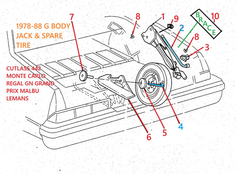 78-88 G-BODY JACK & TIRE STORAGE PARTS