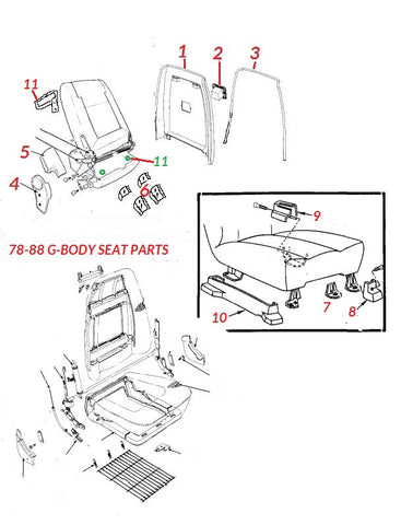 78-88 G BODY SEAT PARTS