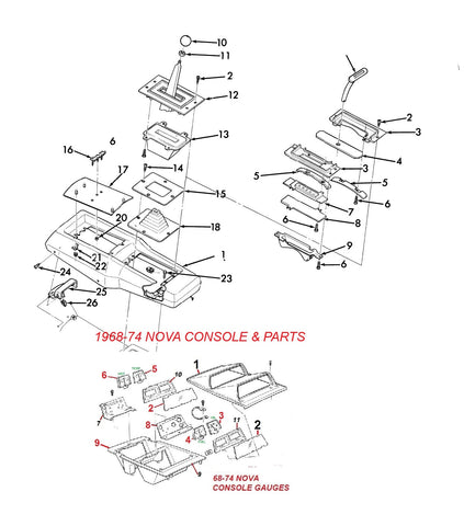 68-74 NOVA CONSOLE & PARTS