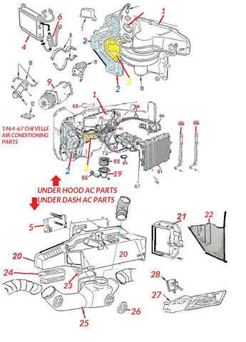 66 67 CHEVELLE AC UNDER HOOD & DASH PARTS