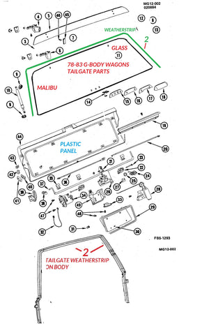 78-83 G BODY WAGON TAILGATE PARTS