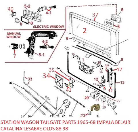 65-68 B BODY STATION WAGON TAILGATE PARTS