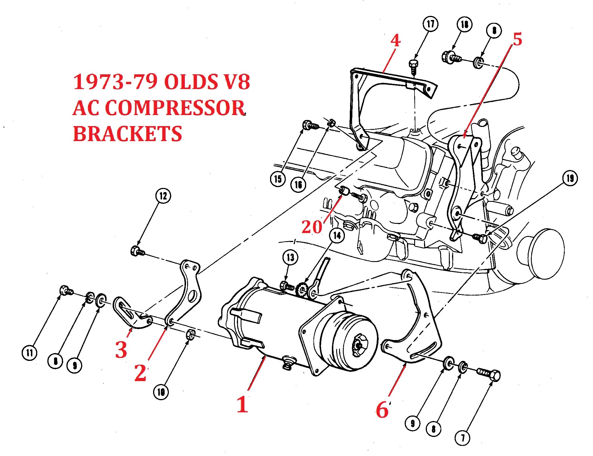 73-79 OLDSMOBILE A6 AC COMPRESSOR BRACKETS – Chicago Muscle Car Parts ...