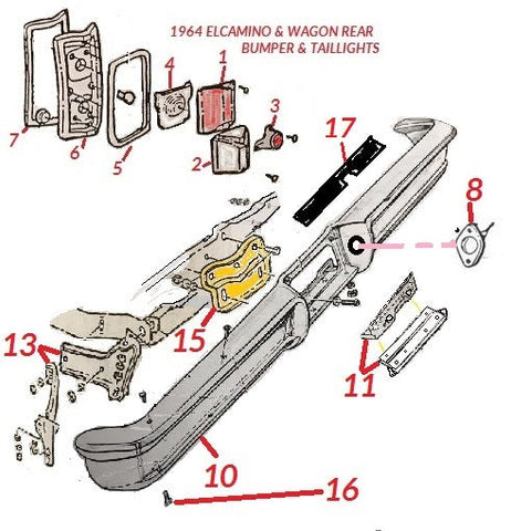 64 ELCAMINO & WAGON REAR BUMPER & TAILLIGHTS