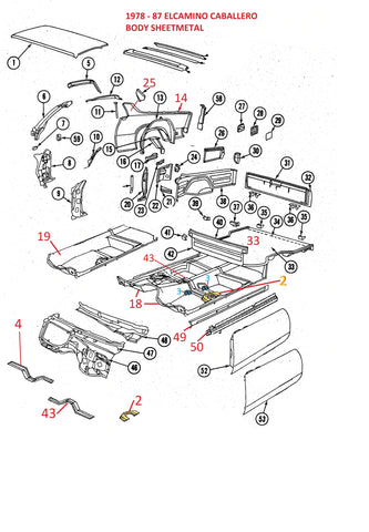 78-87 ELCAMINO CABALLERO SHEET METAL PARTS