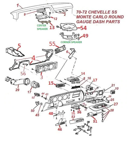 70 71 72 CHEVELLE SS MONTE CARLO DASH PARTS