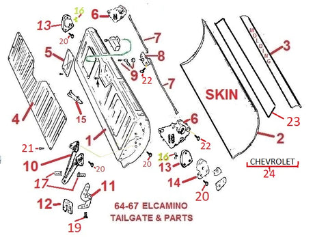 64-67 EL CAMINO TAILGATE & PARTS
