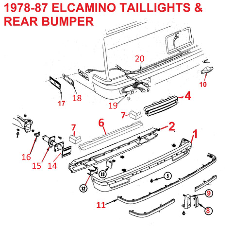 78-87 ELCAMINO REAR BUMPER & TAILLIGHTS