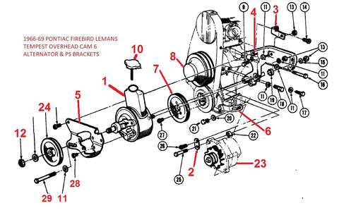 66-69 FIREBIRD TEMPEST OHC6 ALTERNATOR & PS PUMP BRACKETS