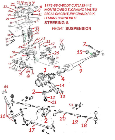 78-88 G-BODY FRONT SUSPENSION & STEERING PARTS