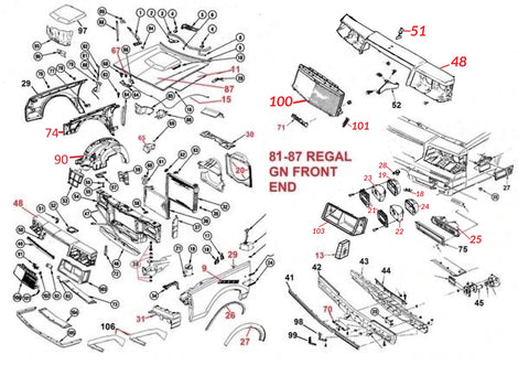 81-87 REGAL GN FRONT END