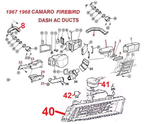 67 68 CAMARO FIREBIRD AC UNDER DASH DUCT