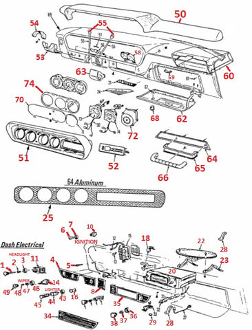 1964 1965 GTO LEMANS TEMPEST DASH PARTS