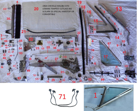1964 CHEVELLE GTO CUTLASS SKYLARK DOOR PARTS
