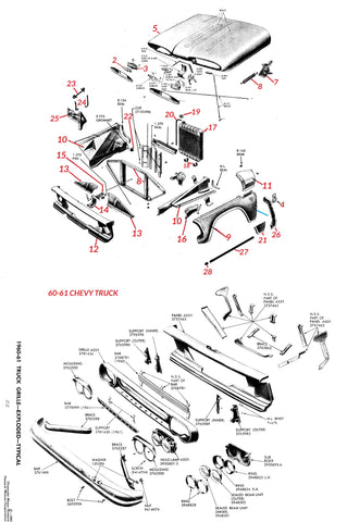 60 61 CHEVY TRUCK FRONT END PARTS