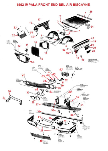63 IMPALA BEL AIR BISCAYNE FRONT END PARTS