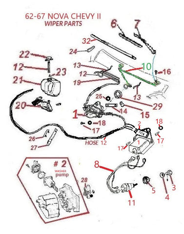 62-67 NOVA WIPER PARTS