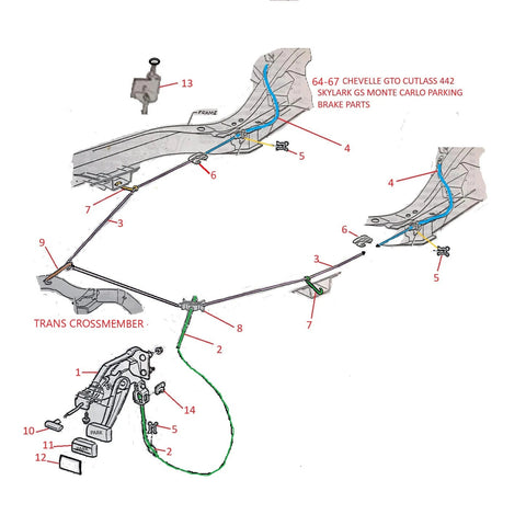 64-67 A- BODY PARKING BRAKES PARTS