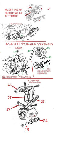 65-68 CHEVY PS & ALTERNATOR BRACKETS