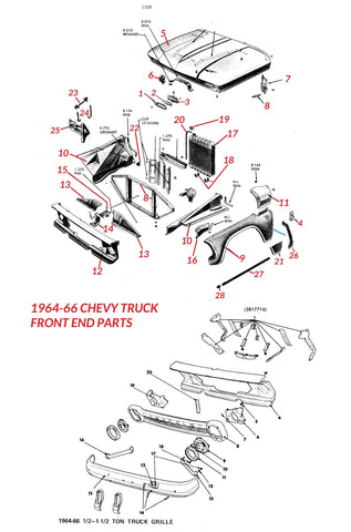 64 - 66 CHEVY TRUCK FRONT END PARTS