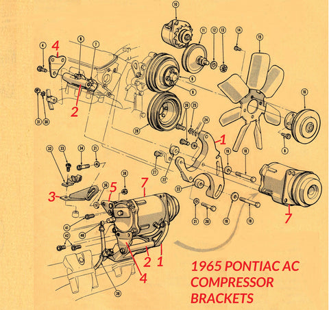 65 PONTIAC AC COMPRESSOR & BRACKETS