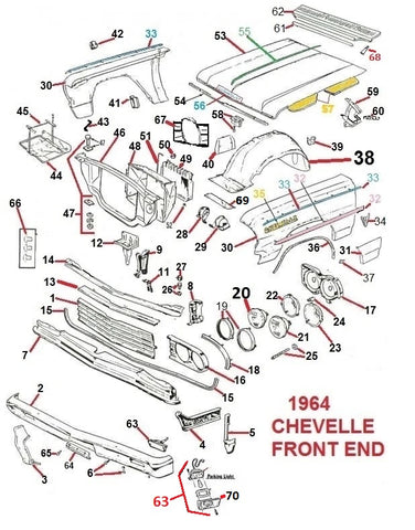 64 CHEVELLE ELCAMINO FRONT END PARTS