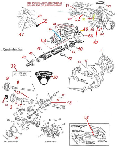 64-67 CHEVELLE GTO CUTLASS SKYLARK REAR END & SUSPENSION PARTS