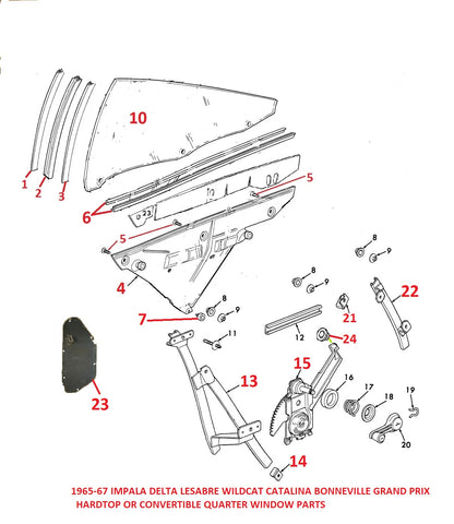 65 66 67 68 IMPALA DELTA LESABRE QUARTER GLASS PARTS
