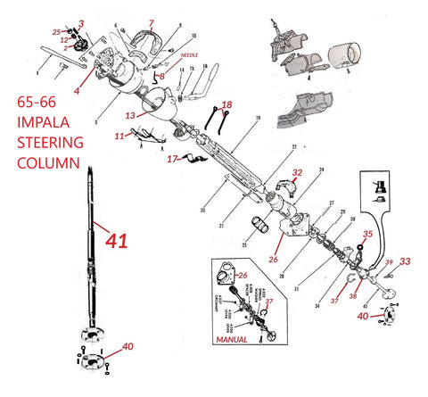 65 66 IMPALA STEERING COLUMN PARTS