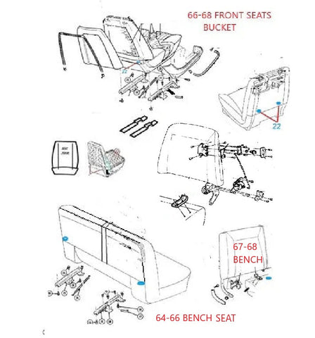 66-68 A-BODY FRONT SEATS PARTS