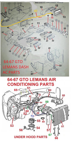 1964 - 1967 GTO LEMANS UNDER DASH & FIREWALL AC PARTS