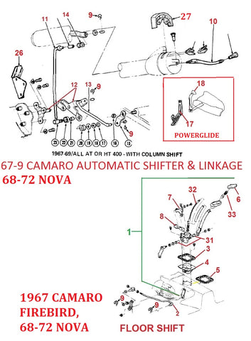 1967-69 CAMARO AUTO FLOOR & COLUMN SHIFTER & LINKAGE